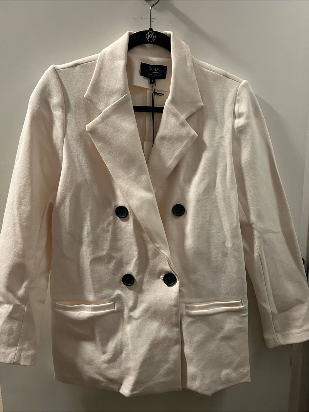 ONA Double-Breasted Cream Blazer Jacket